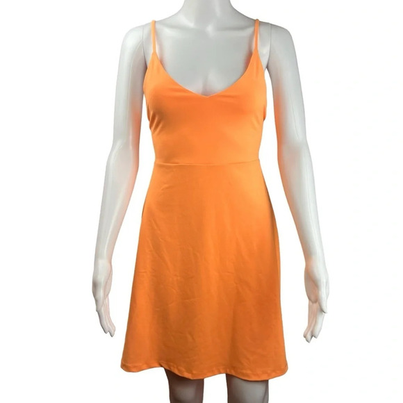 Susana Monaco V-Neck A-Line Mini Dress in Electric Orange Neon - Picture 1 of 16